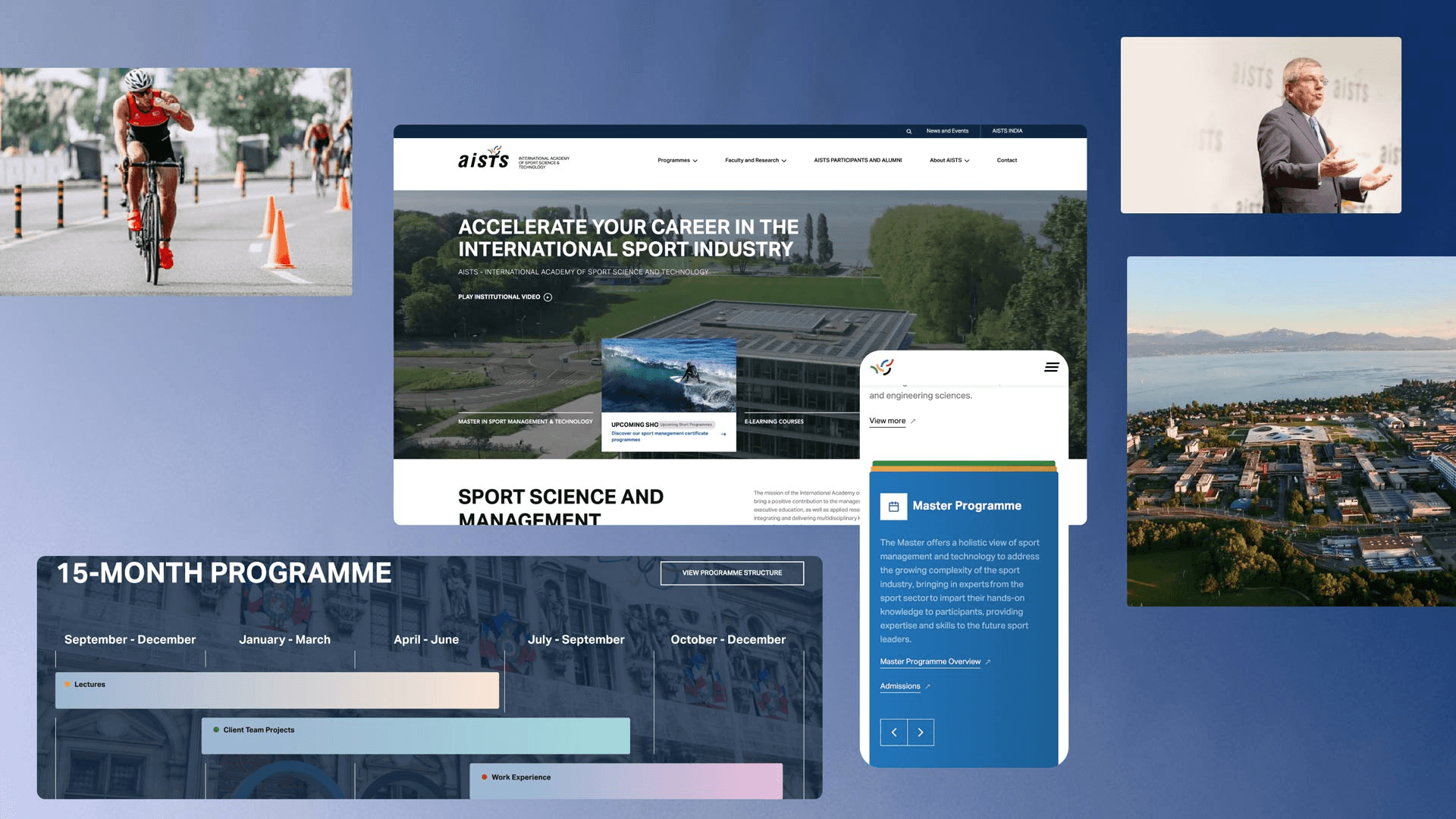 selection of screenshots of the new AISTS website